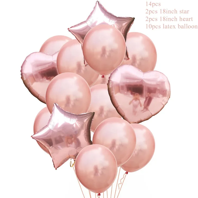 Rose gold LAPHIL 14ppcs голубые розовые латексные воздушные шары для свадьбы вечеринки баллон Декоративный Надувной Мяч Гелиевый шар на день рождения - Цвет: Rose gold