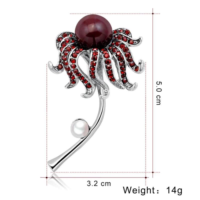 Женские цветочные булавки и броши в форме осьминога стразы с жемчугом