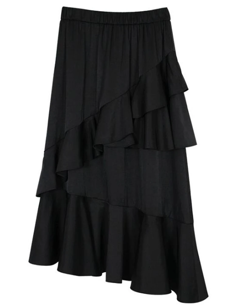 Женская Асимметричная юбка длинная белая винтажная с листьями лотоса Новое