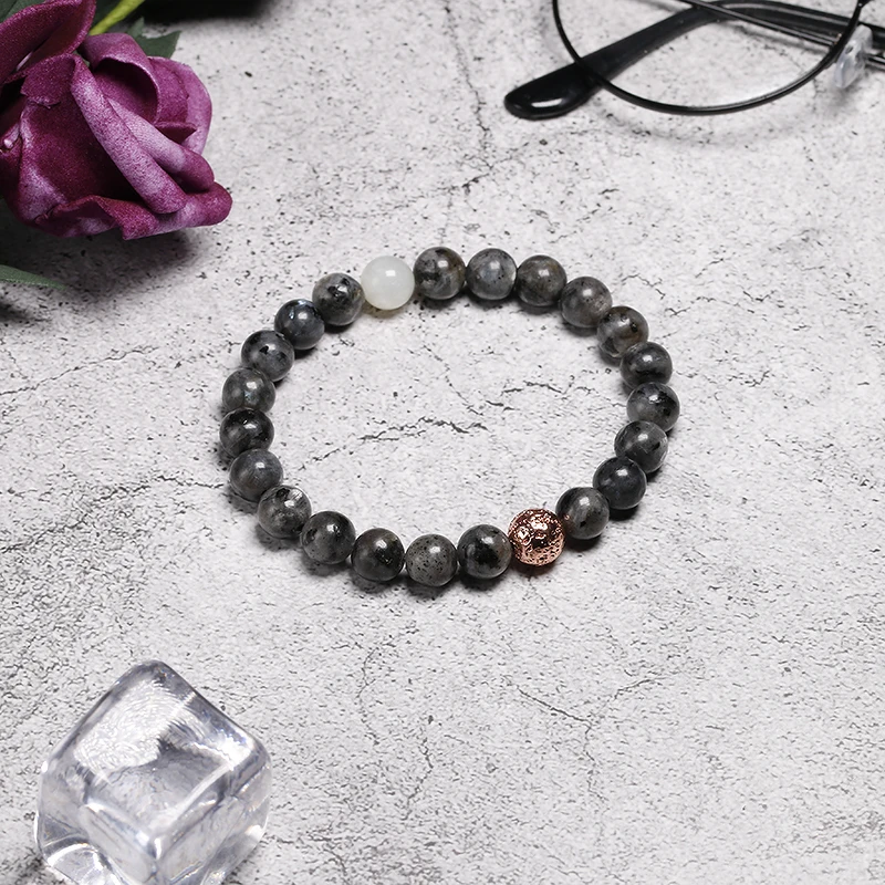 Браслет из лабрадора 8 мм с белым лунным светом натуральный камень мужской