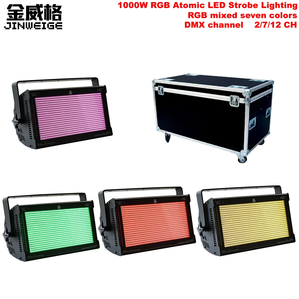 

Free Shipping 4pcs/lot Flightcase 1000W R/G/B Color Mixing Strobe Light Super Bright DMX Flash Led Strobe Light