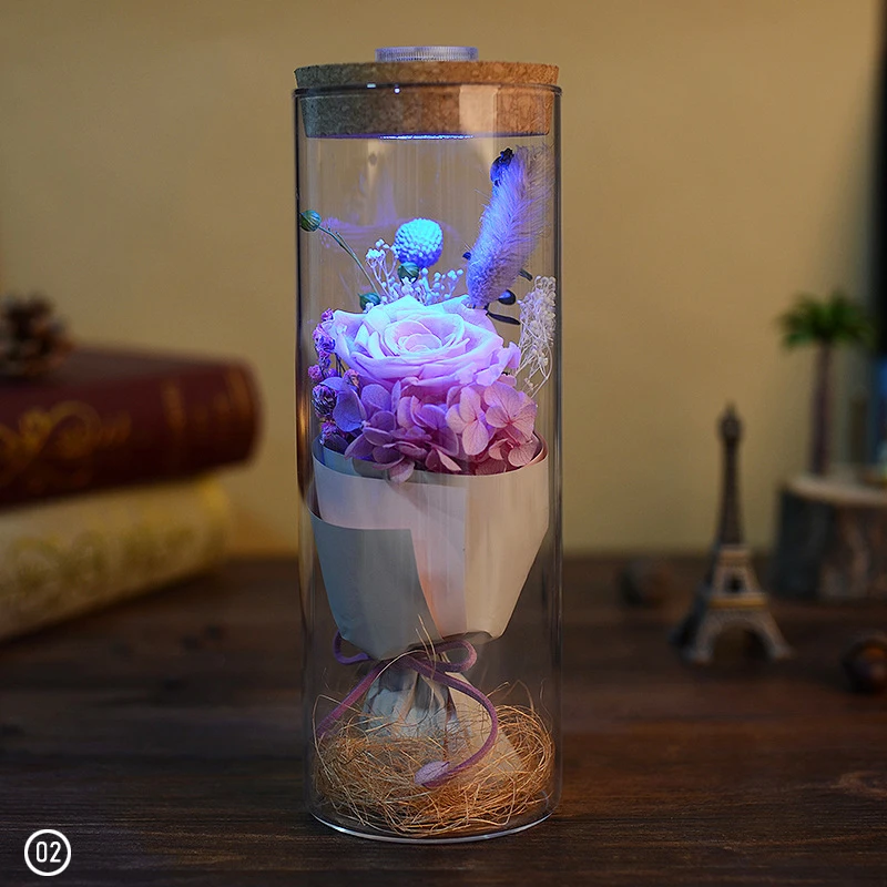 7LED красота Роза и чудовище на батарейках красный цветок гирлянда свет настольная