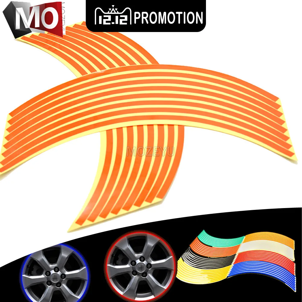 Универсальные 16 полосок светоотражающие наклейки Красочные полосы обода для