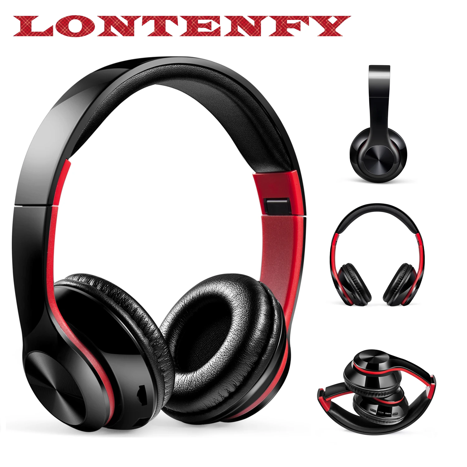 LONTENFY Hi Fi стереонаушники Bluetooth наушники Музыкальная гарнитура FM и поддержка sd