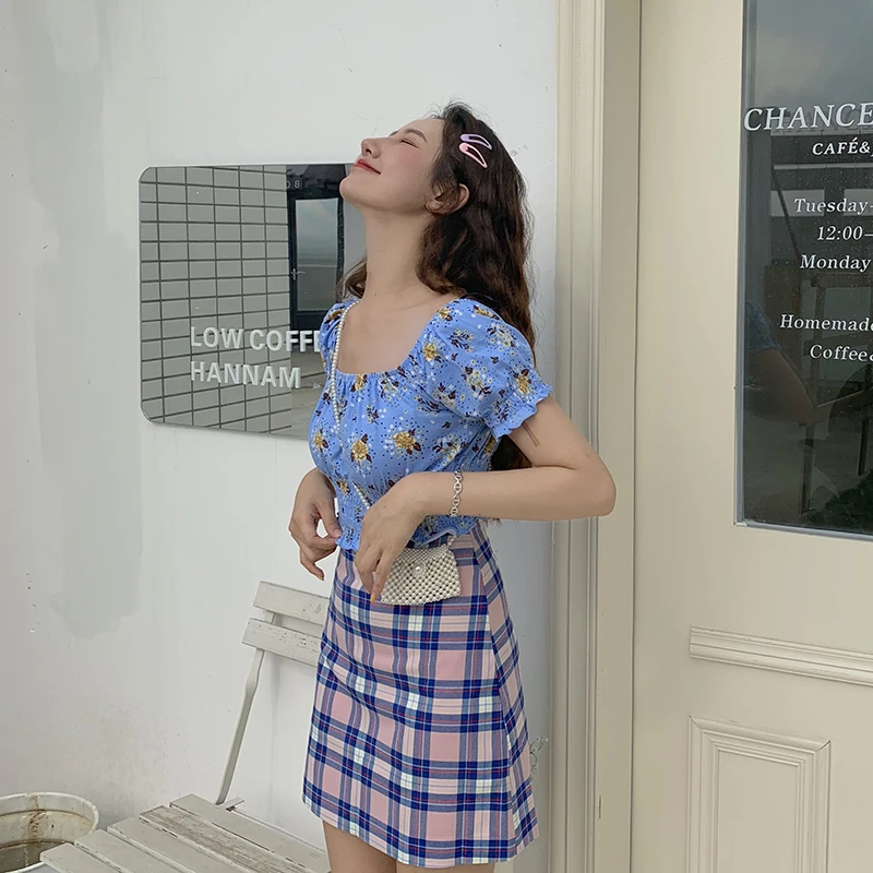 Комплект из двух предметов лето 2019 синий топ с короткими рукавами и открытыми