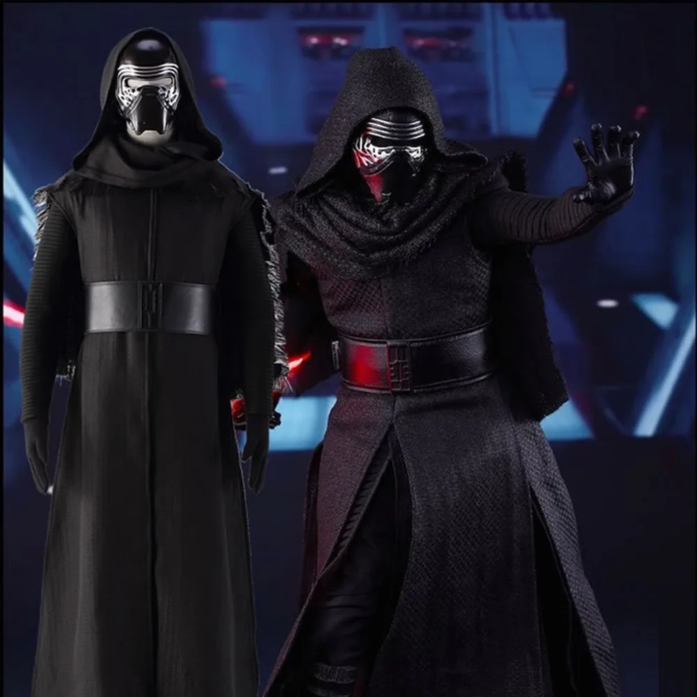

Star Wars 7:The Force Awakens Kylo Ren Cosplay Costumes Adult Uniform Black Cloak Coat movie Jedi Halloween Costume For Men