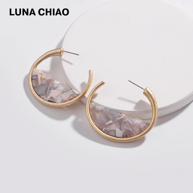 Женские серьги-кольца LUNA CHIAO модные разноцветные металлические леопардовые из
