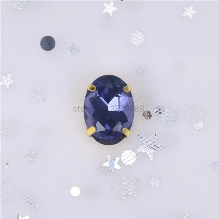 Tanznite color Crystal13x18mm Овальный 10 шт./упак. супер флэш-K9 стекло Золотая основа пришить коготь стразы, современное оборудование для изготовления аксессуаров для одежды - Цвет: Tanznite color