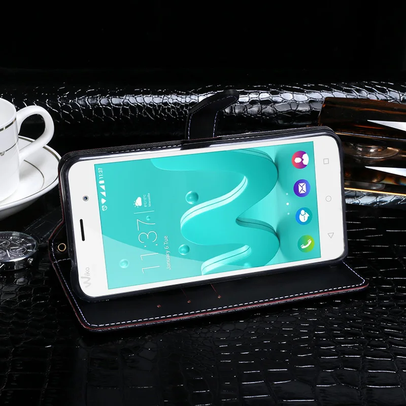 Чехол для Wiko Джерри чехол Крокодил зерна флип кожаный Ленни 3 крышка Бизнес