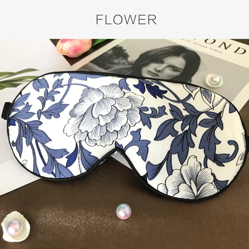 Flower 19 Momme шелковая маска для сна для глаз и повязка на глаза с эластичным ремешком мягкая маска для век для ночного сна, путешествия, сна - Цвет: Flower