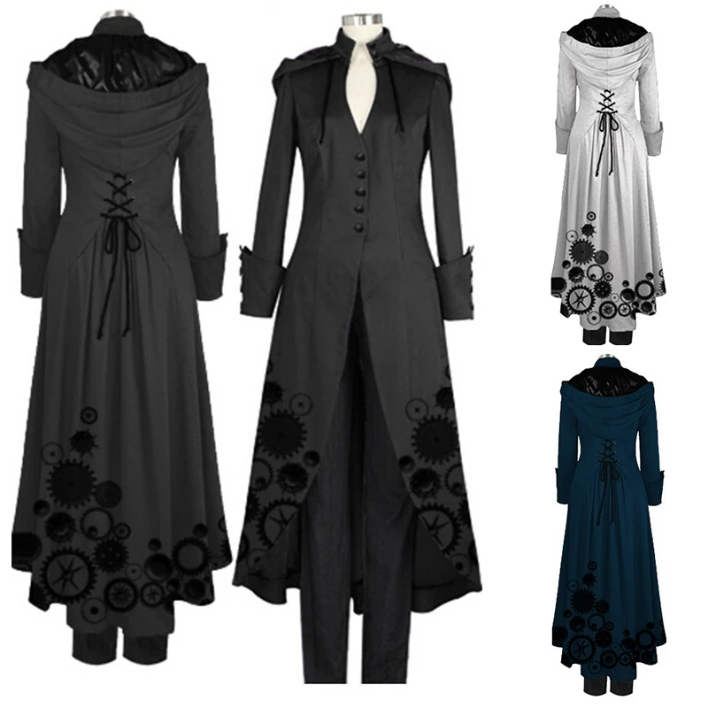 Женское пальто для косплея на Хэллоуин черное кремовое однотонное модное
