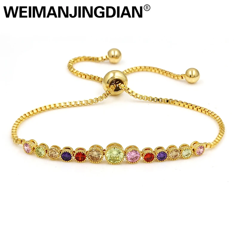 WEIMANJINGDIAN элегантные круглые радужные цвета кубический цирконий Кристалл CZ