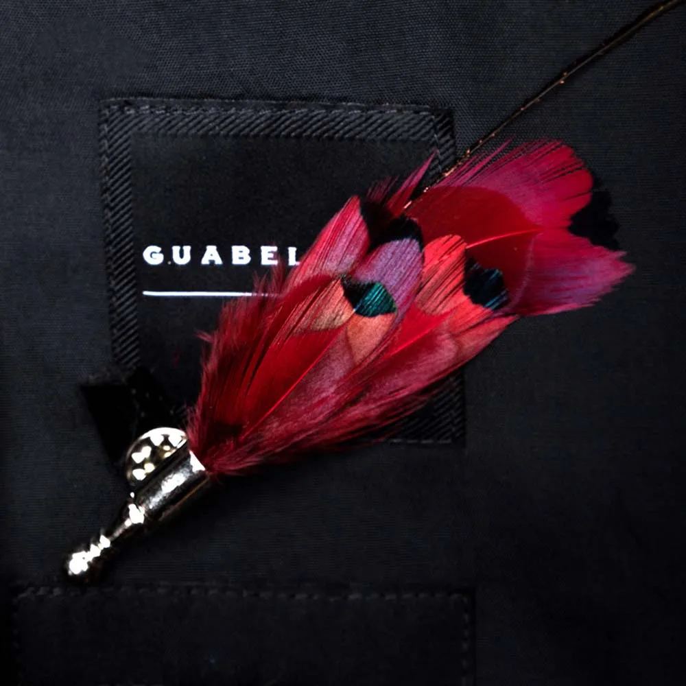 08 brooch GUSLESON, новинка, ручная работа, мужская кожаная и перьевая брошь для галстука-бабочки, предварительно завязанный Галстук-бабочка для свадебной вечеринки с подарочной коробкой - Цвет: 08 brooch