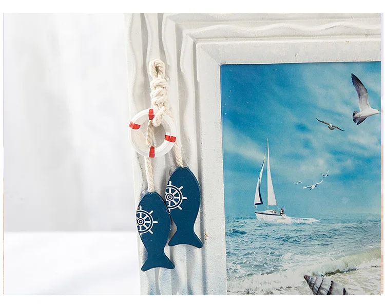 New Marine Photo Frame Summer Shell Wooden Frame Home Desktop Decoration Mediterranean Personality Solid Wood Table Frame