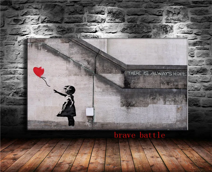 Banksy девушка с красным воздушным шаром Холст Картина гостиная домашний декор