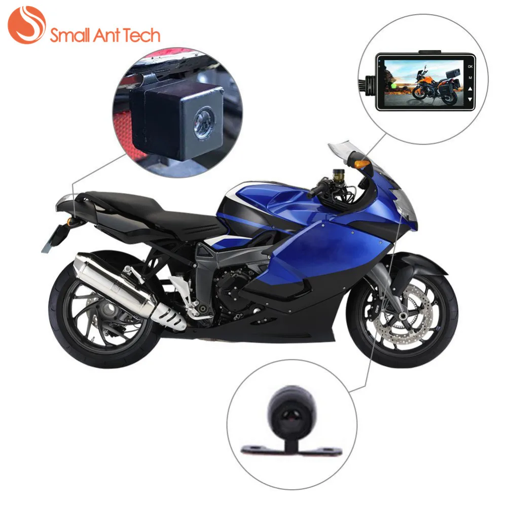 Smallanttech DVR мотоцикл тире Камера Мини Full HD 720 P Водонепроницаемый двойной S-Video 3
