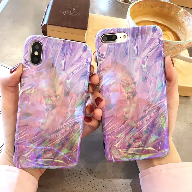 JAMULAR для iPhone 7X8 6s 6 Plus чехол телефона фиолетовый гладкий цвет блестящий мрамор