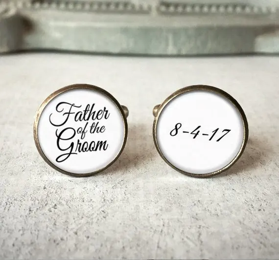 personalized any text wedding Father of the bride groom cufflinks cuff links photo keepsake gift For father | Дом и сад