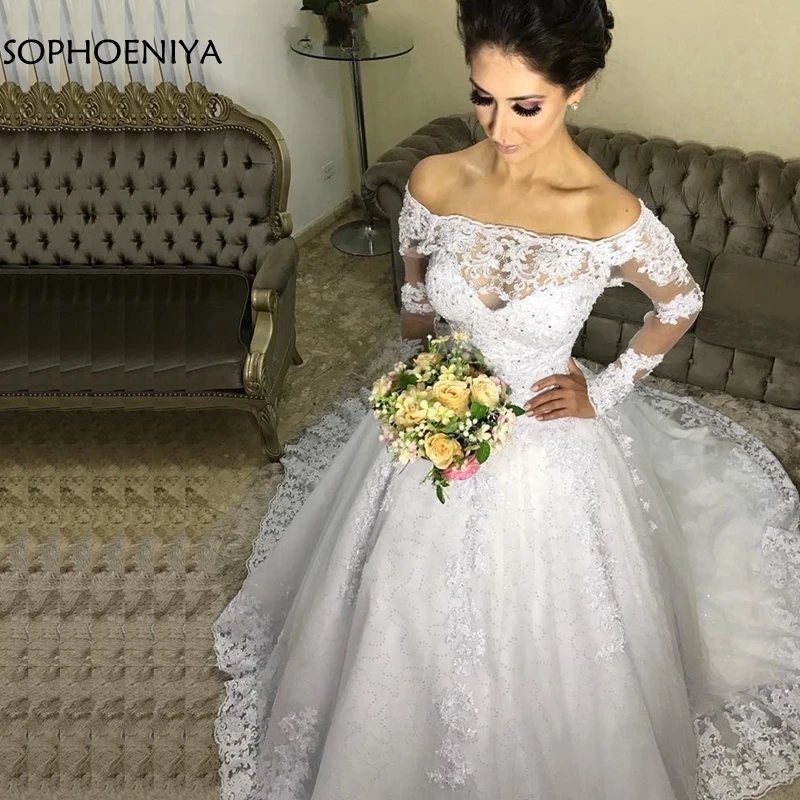 Бальное платье с длинным рукавом Vestido de Noiva свадебные платья 2021 Robe mariee роскошные