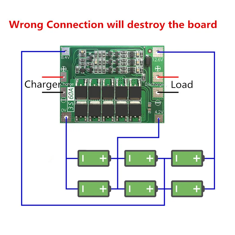 Баланс 3S 60A BMS плата/li-ion 12,6 V 18650 BMS PCM плата защиты аккумулятора для литий-ионного аккумулятора/18650 зарядное устройство