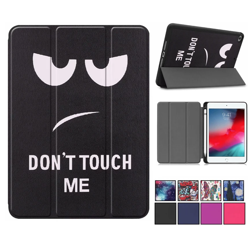 

Тонкий чехол с рисунком для iPad mini 5, 2019, чехол-карандаш, умный чехол с функцией автоматического сна и функцией пробуждения, термополиуретанов...