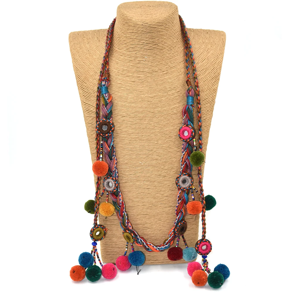 Женская цепочка с длинными бусинами и помпонами|chain necklace|maxi necklacenecklace handmade |