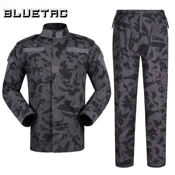 Black Camo Военный камуфляж тактический костюм для мужчин охотничья Боевая полевая Униформа куртка рубашка и брюки с поясом Для Стрельбы Охота Военная игра армия - Цвет: Black Camo