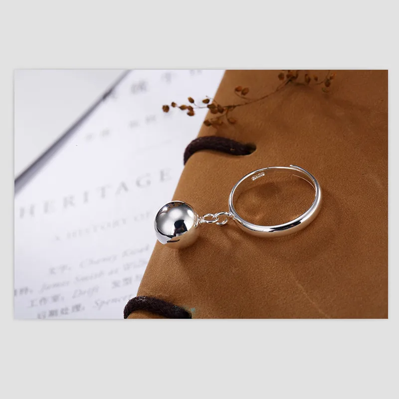 Uglyless Real 925 Sterling Silver Glossy Finger Rings for Women Lovely Ball Charms Open Ring Simple Fashion Fine Jewelry Bijoux | Украшения