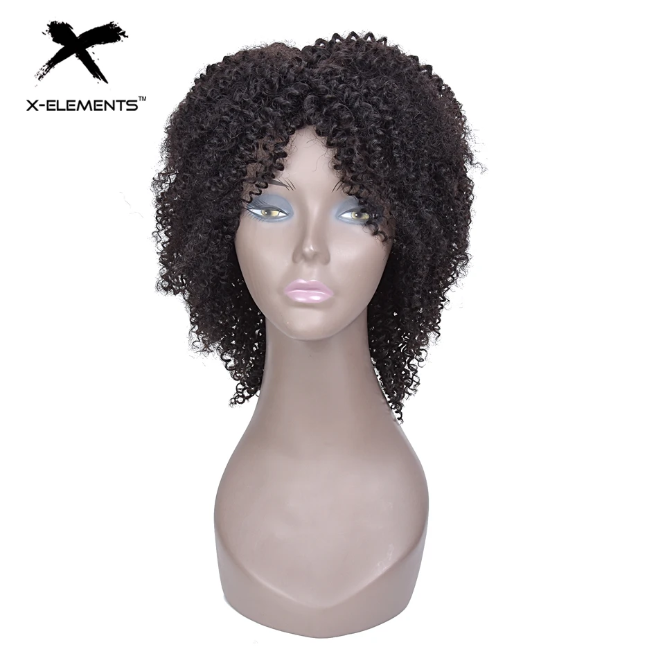 X-Elements Курчавые Кудрявые человеческие волосы парики для женщин 130% плотность Бразильские короткие волосы не Реми парик человеческие волосы натуральный черный