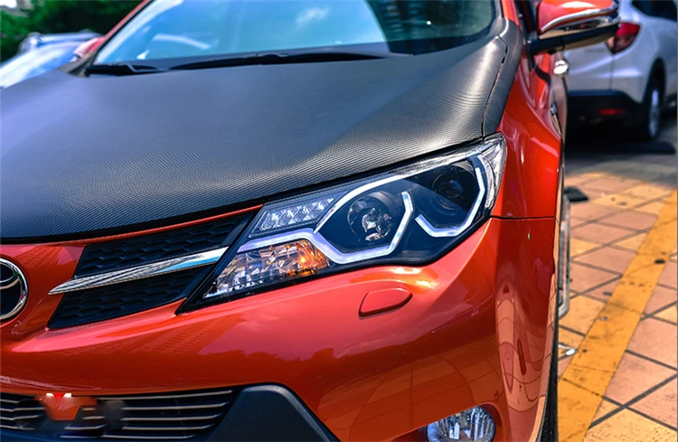 Автомобильный стильный светодиодный головной фонарь для Toyota RAV4 светодиодный фонарь 2013 для RAV-4 drl H7 hid Bi-Xenon Объектив Ангел глаз ближний свет