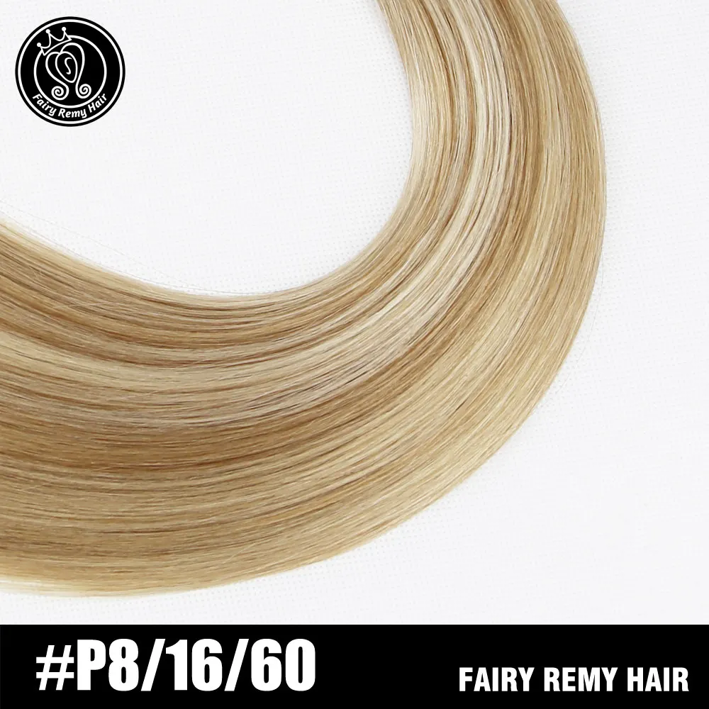 Фея Волосы remy 0,8 г/локон 18 дюймов, Remy настоящие нано кольцо ссылки Пряди человеческих волос для наращивания эффектом деграде(переход от темного к Цвет# T6/16 прямые волосы на микро-бусины заколки для волос 40g - Цвет: P8-16-60