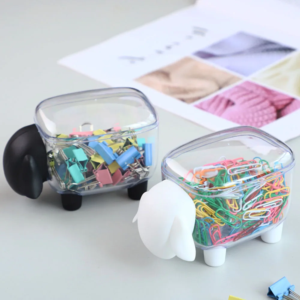 

Mini Creative Plastic Cotton Swab Storage Box Cute Sheep Design Dust-proof Black and White Lovers Gift