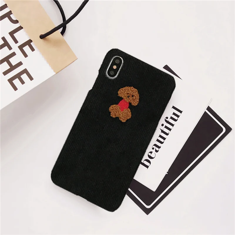 Teddy Теплый тканевый чехол для iPhone 6 для телефона 6 S 7 8 Plus X чехол 3D милый овечий Пингвин Тедди собака Жесткий Чехол для iPhone X XR XS MAX - Цвет: Teddy