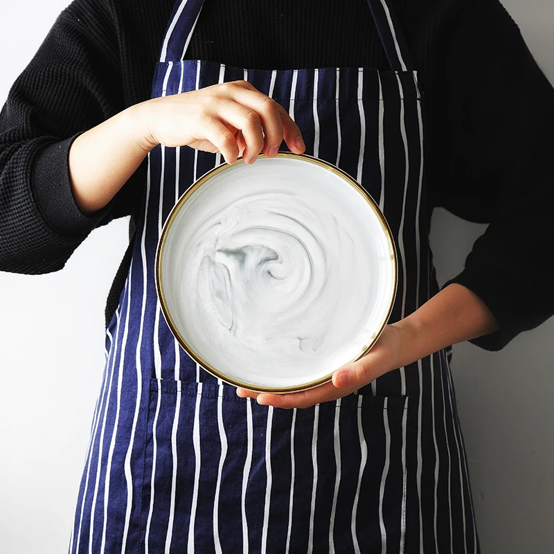 Керамическая тарелка для обеда с мраморным узором Phnom Penh Exquisite Stroke.