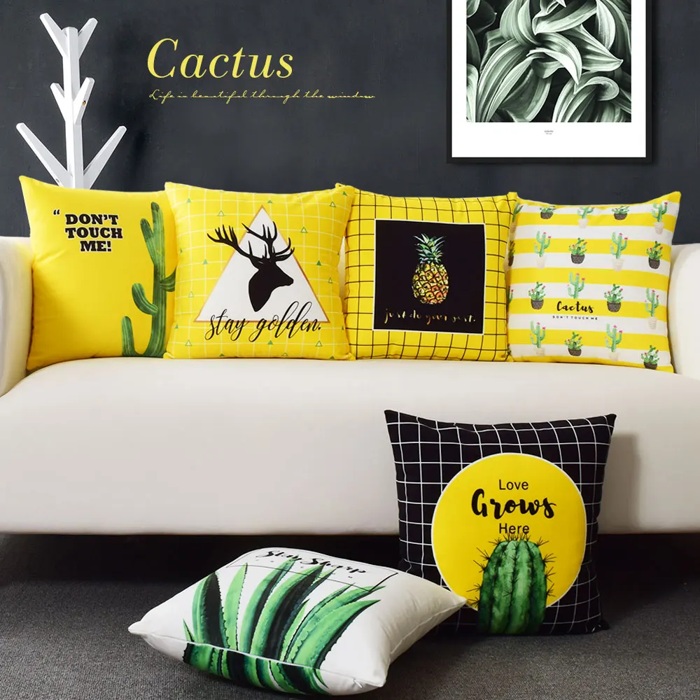 Подушка ананас Желтая подушка Декор для дома декоративные подушки кактуса
