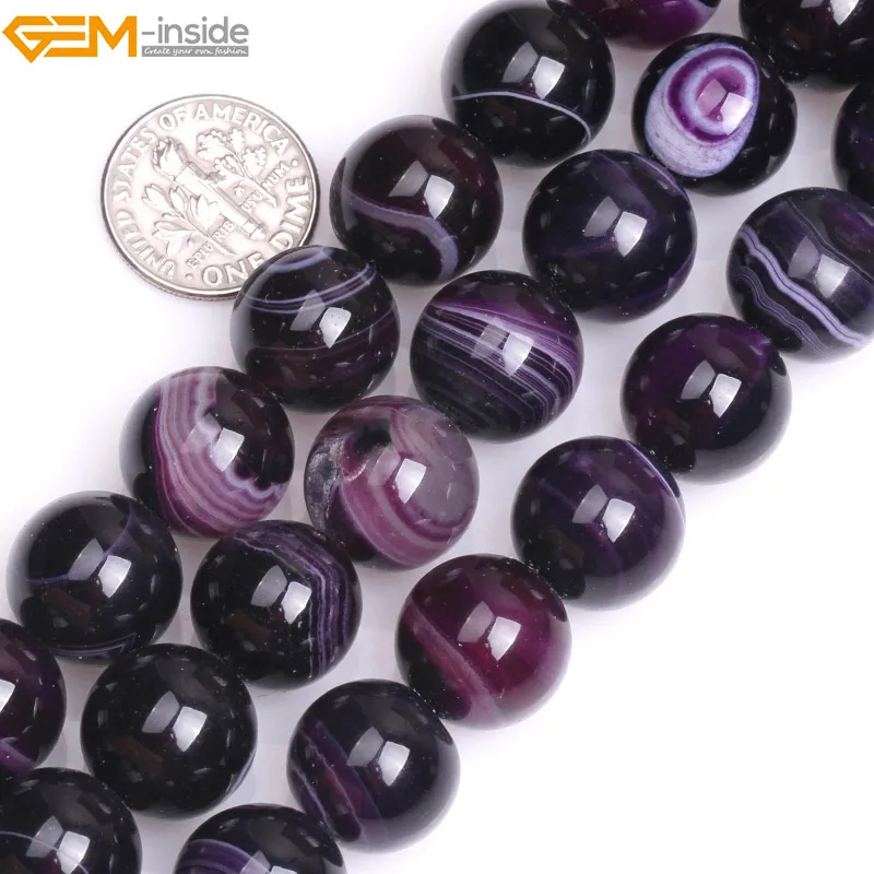 Gem inside 6 14 мм натуральный круглый фиолетовый Сардоникс Агаты бусины для
