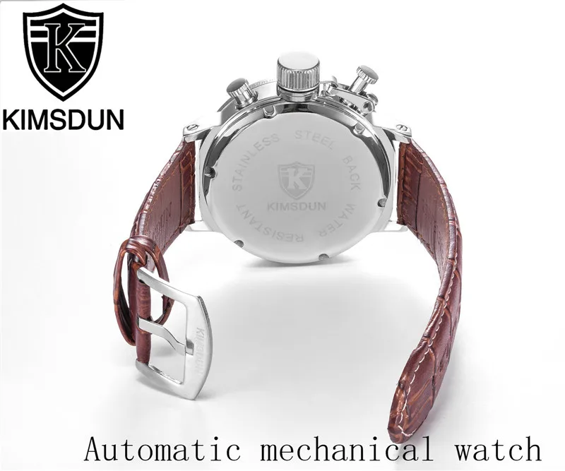KIMSDUN Роскошные Брендовые мужские часы Nesun автоматические механические часы для мужчин relogio masculino ремешок из натуральной кожи мужские часы K-923D