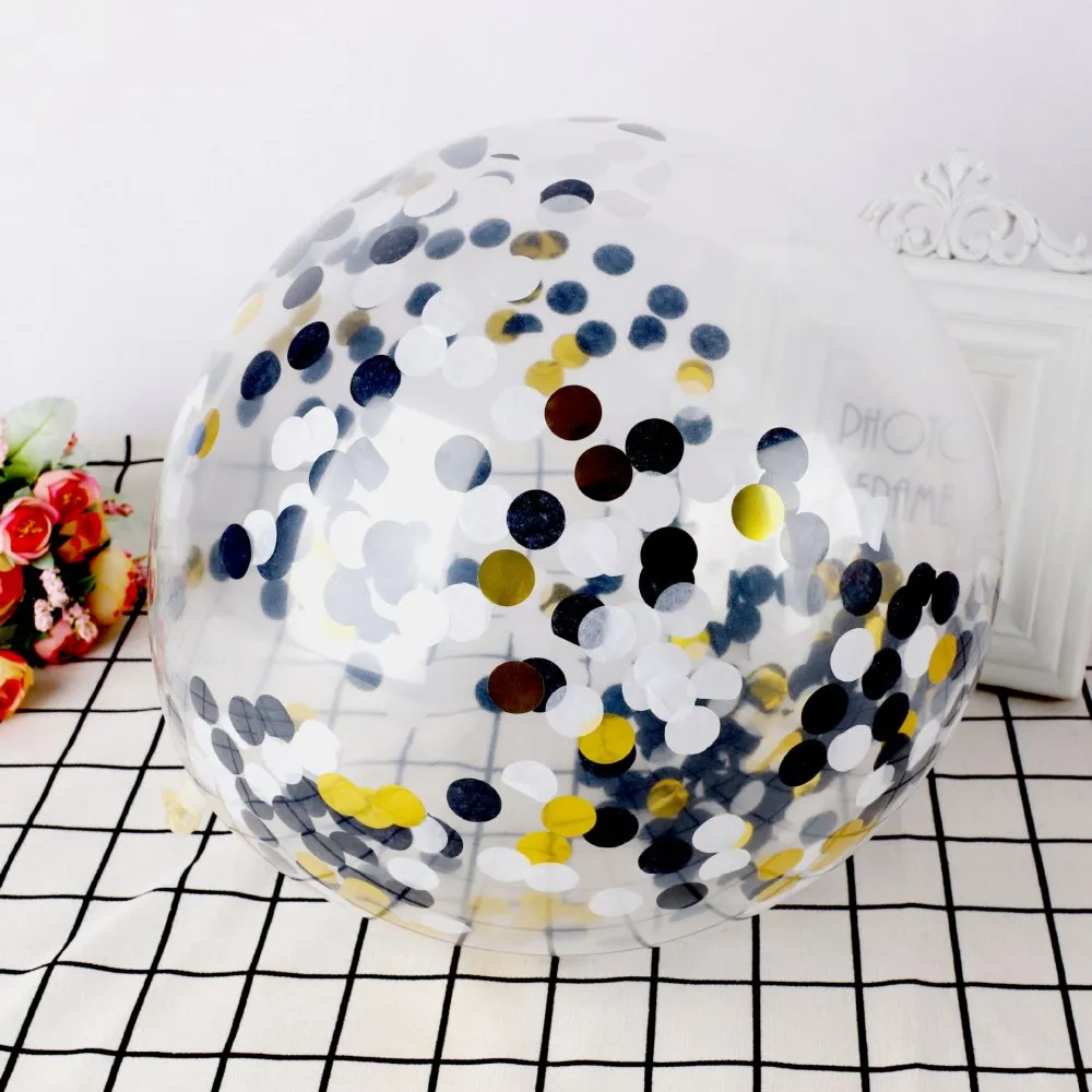 5Pcs 12" Mix Paper Confetti Balloons Clear Ballons Wedding Party Decoration Kid Children Birthday Party Supplies Air Ballon Toys