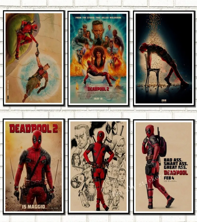 ВИНТАЖНЫЙ ПЛАКАТ marvel deadpool плакат настенные наклейки для детских комнат. Deadpool Marvel супергерой Ретро плакаты. Наклейки на стены. /807