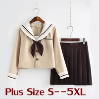 women high school uniform japan jk sets girls preppy style sailor suits plus size short top pleated a line skirt 5xl