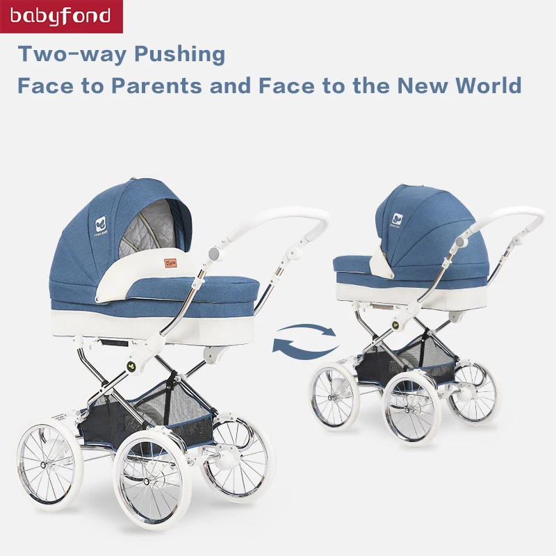 Детская коляска Babyfond 2 в 1 с большим пространством двухсторонняя трехколесная