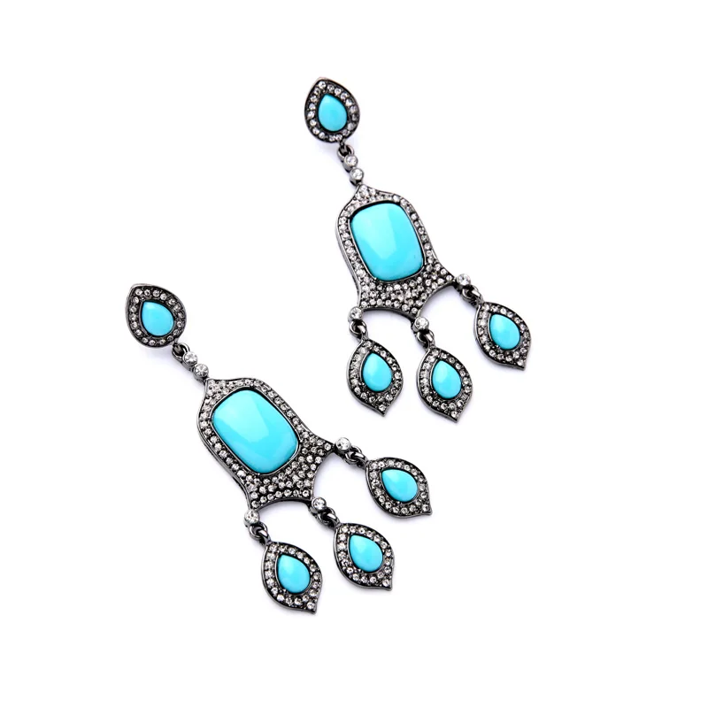 Синие серьги-капли в стиле бохо 2019 шикарные большие серьги новинка Летняя