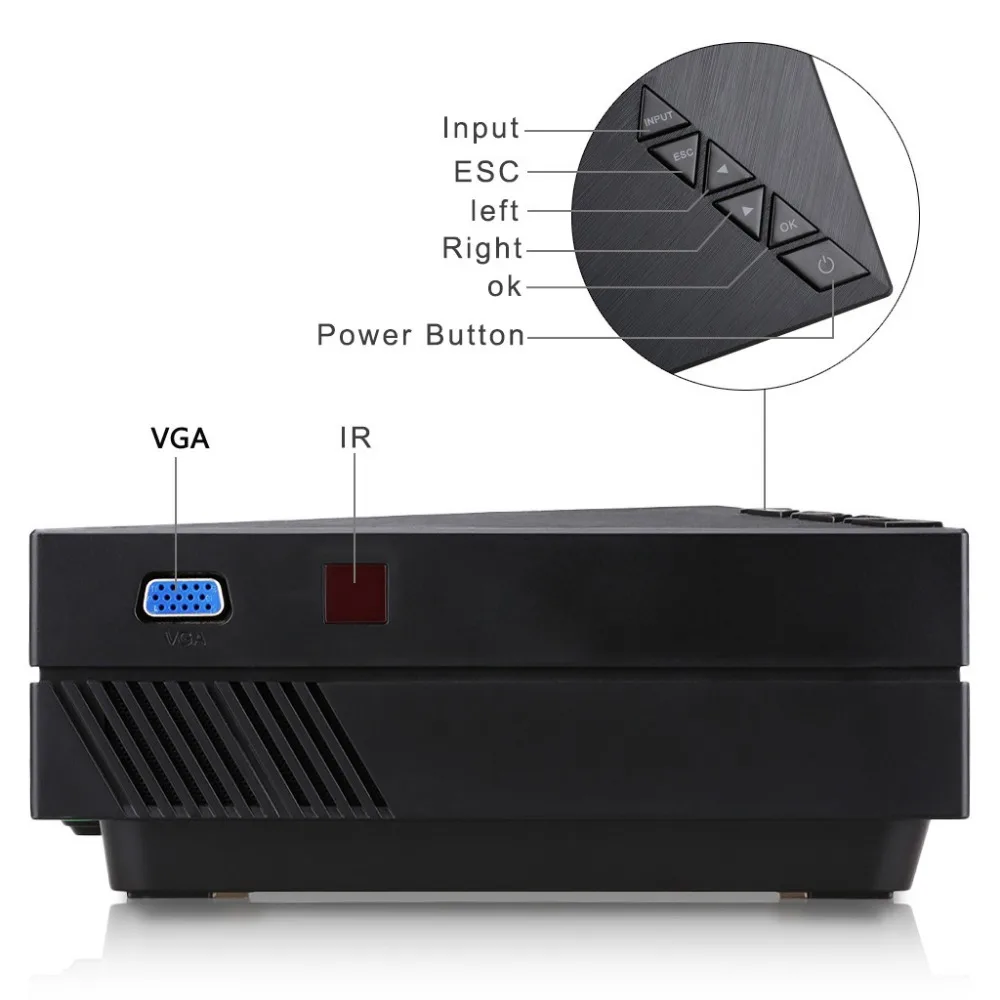 Excelvan GM60 Мини Портативный светодиодный проектор HDMI/VGA/AV/SD вход для видео игры/TV/