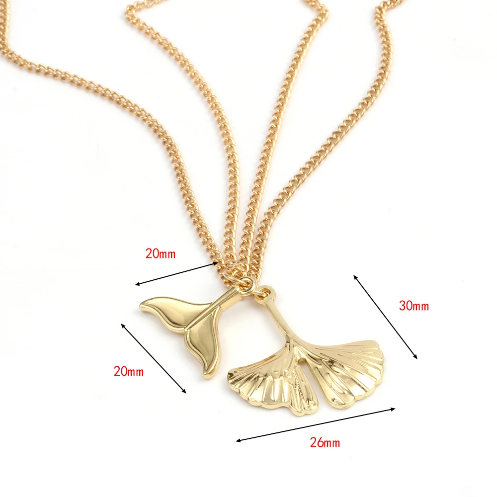 Double Layers Fashion Women Necklace Bijoux Femme Gold Color Whale Tail Fish Nautical Charm Mermaid Tails Necklaces Jewelry | Украшения и