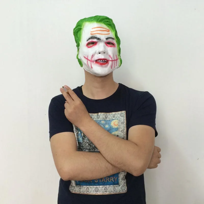 Бэтмен Темный рыцарь Джокер косплей латексная маска с капюшоном для взрослых