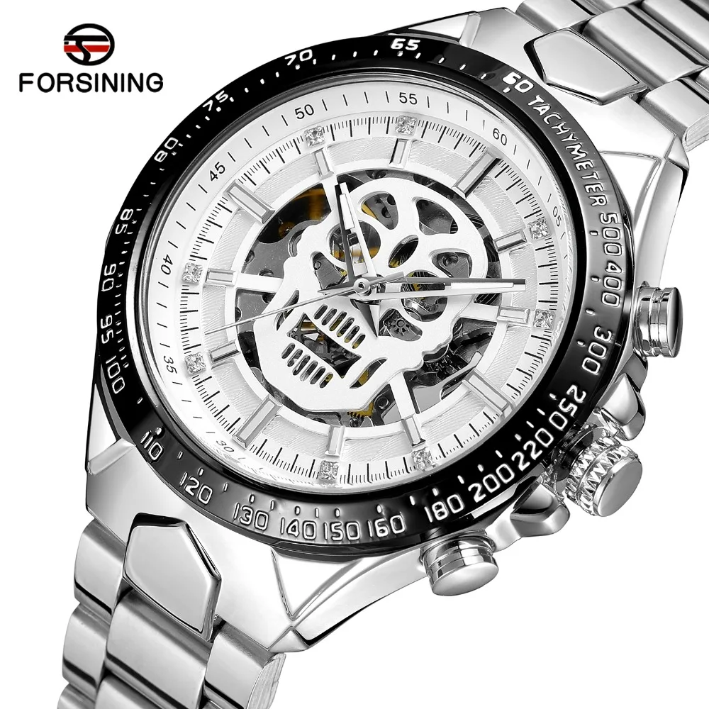 Forsining Men's Fashion Design Analog Skeleton Unique Dial Automatic Movement Stainless Steel Bracelet Wristwatch FSG8174M4 | Наручные