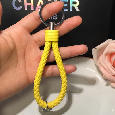 Кожаный ремешок плетеный шнур держатель Автомобильный брелок ручной работы