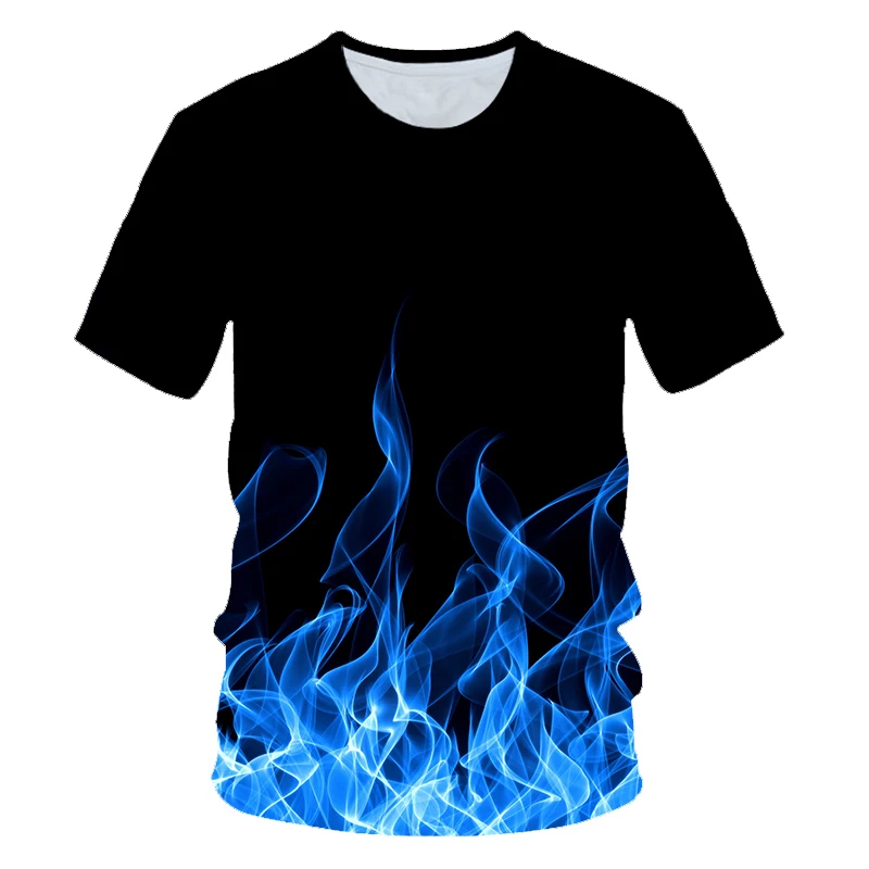 Футболка с 3D принтом пламени для мужчин и женщин Повседневная рубашка коротким