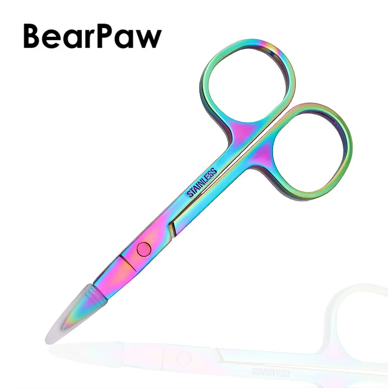 BearPaw из нержавеющей стали, острые ножницы, изогнутая головка, ножницы для бровей, маникюрные ножницы, кутиклимер для ногтей, средство для удаления волос на лице, инструмент для красоты