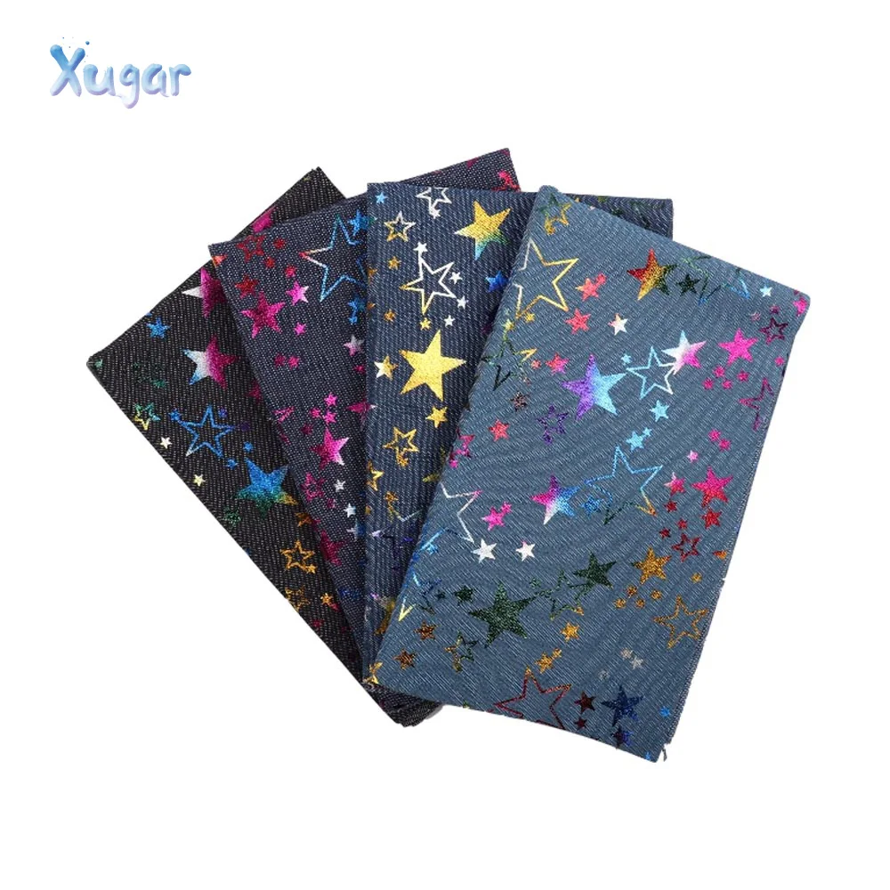 

40CM*50CM Soft Denim Fabric Wash Cotton Feather Leaves DIY Baby Clothes Sewing Quilt Fabric Handmade DIY Bags Deraction Material